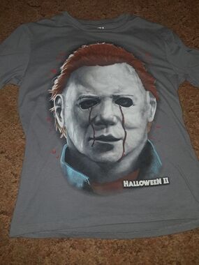 Halloween II Michael Myers Graphic Tee - Gray with Men's small t shirt